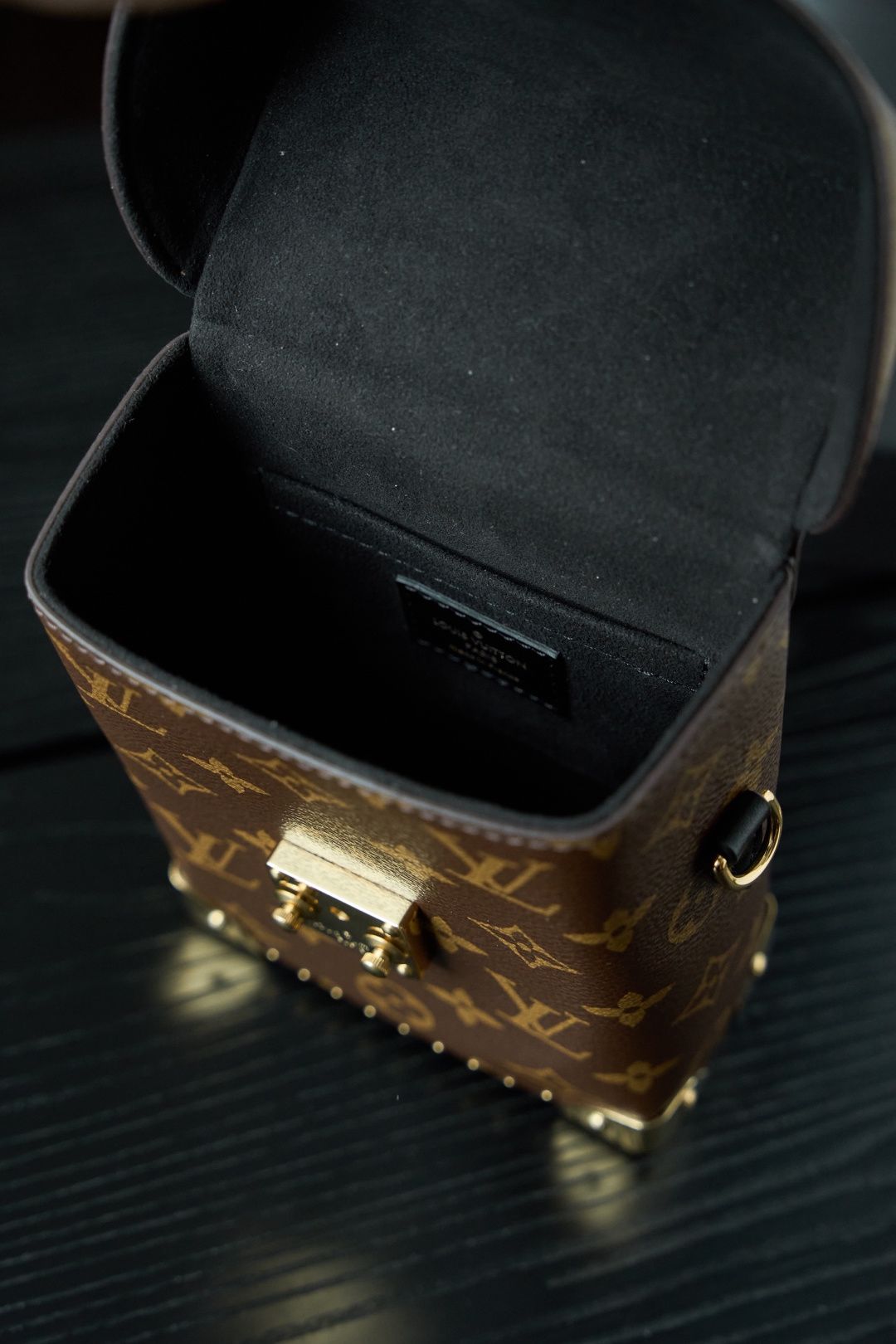 Brown Mini Top-Handle Bag with Gold-Tone Chain and Front Clasp