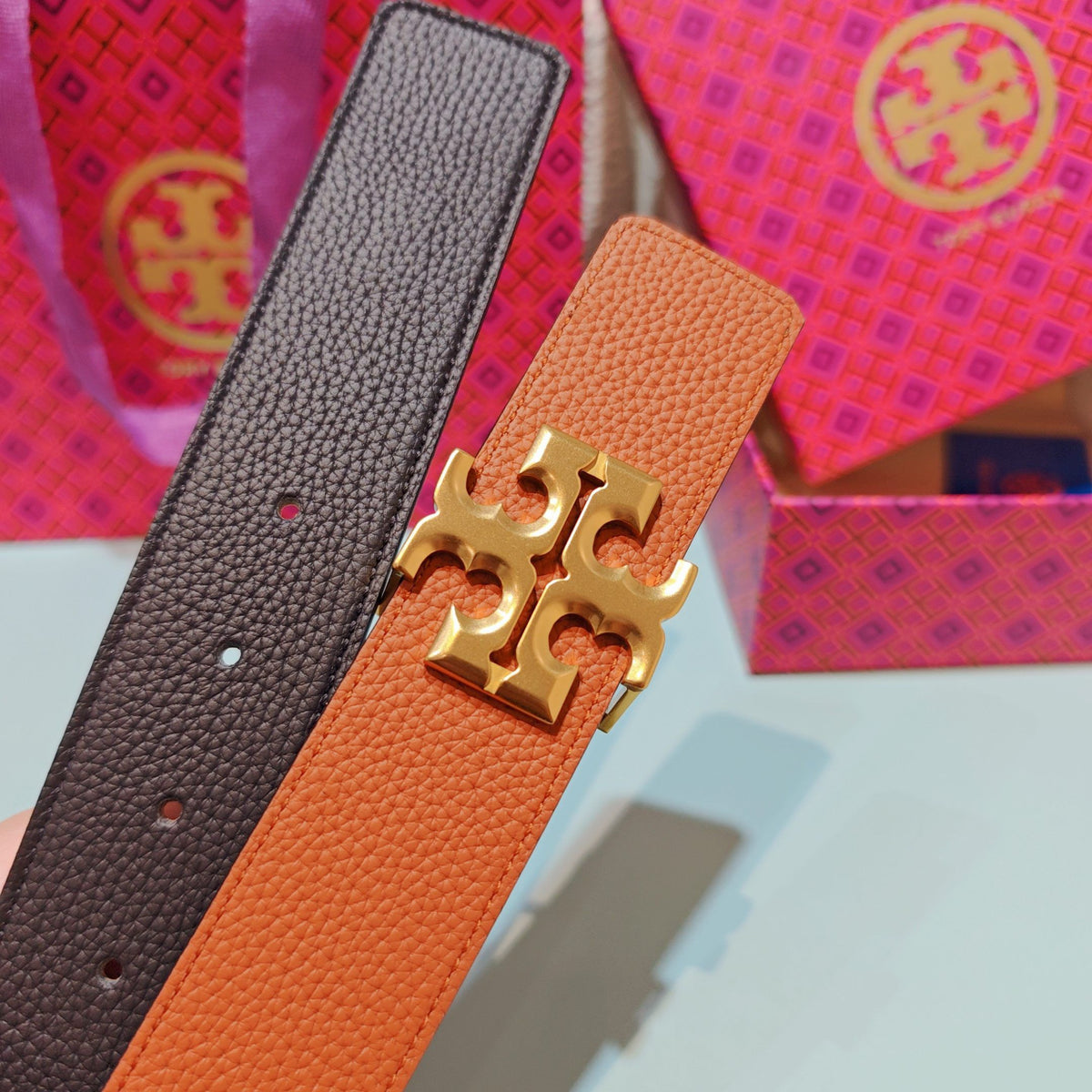CM Tony Belt Double sided Head Layer Leather Length 75.80.85.90.95.100. Original Mold Customization of European Copper Hardware Buckle