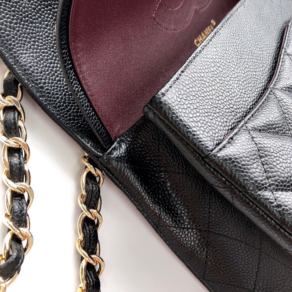 Exclusive real shot of classic ball pattern caviar cowhide 1113Jumbo imported original cowhide CF..MM directly regarded as high-end quality size 30Cm gold and silver buckle in stock P1180 Some new bags have canceled the laser mark and ID card and replaced