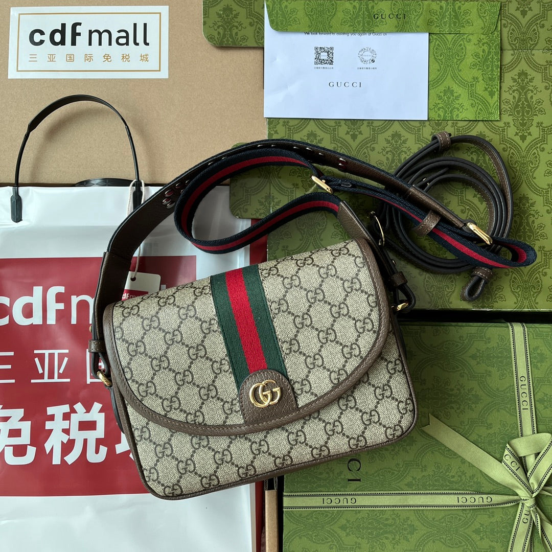 Original leather matching (Cdfmall Sanya Duty Free Shop handbag, Ophidia series mini GG shoulder bag)