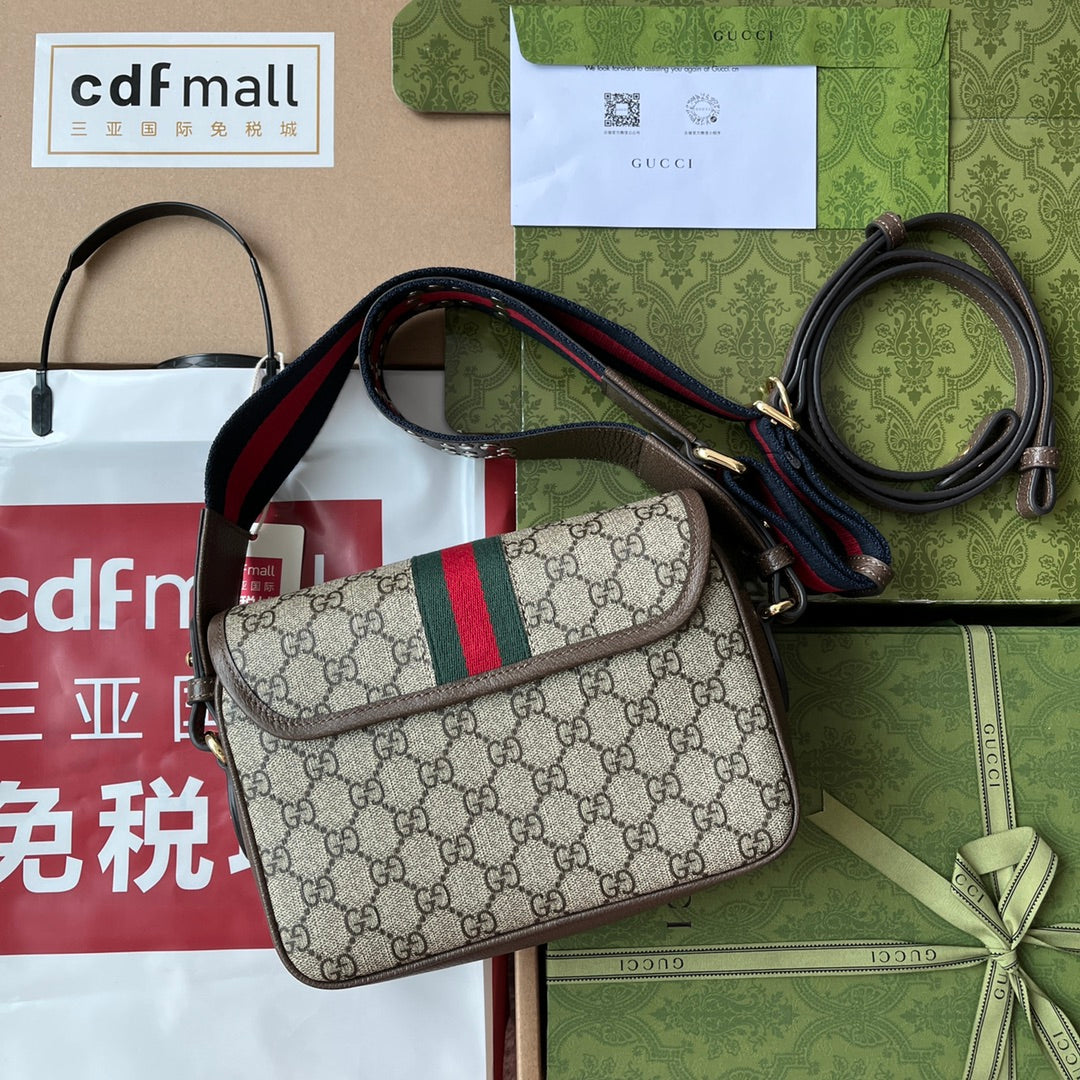 Original leather matching (Cdfmall Sanya Duty Free Shop handbag, Ophidia series mini GG shoulder bag)