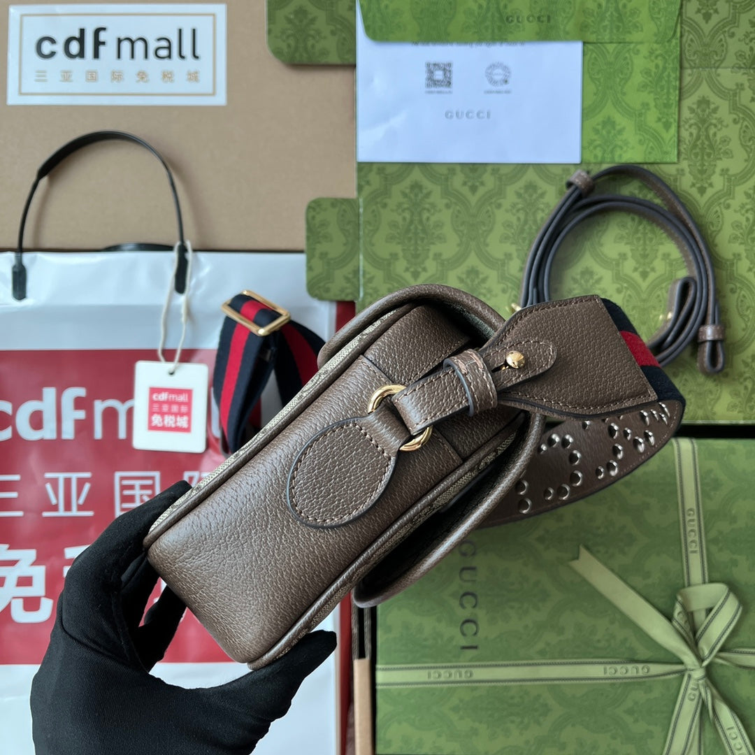 Original leather matching (Cdfmall Sanya Duty Free Shop handbag, Ophidia series mini GG shoulder bag)