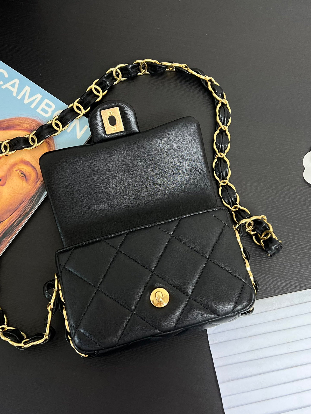 Original factory leather stock 24K thick chain underarm hobo bag
