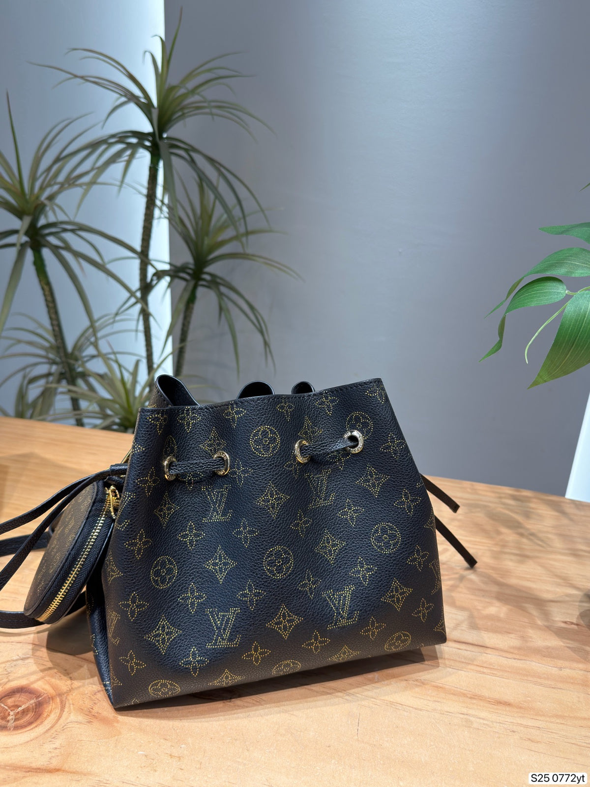 Louis Vuitton Bella Bucket Bag M23392, Monogram Perforated Leather with Coin Purse