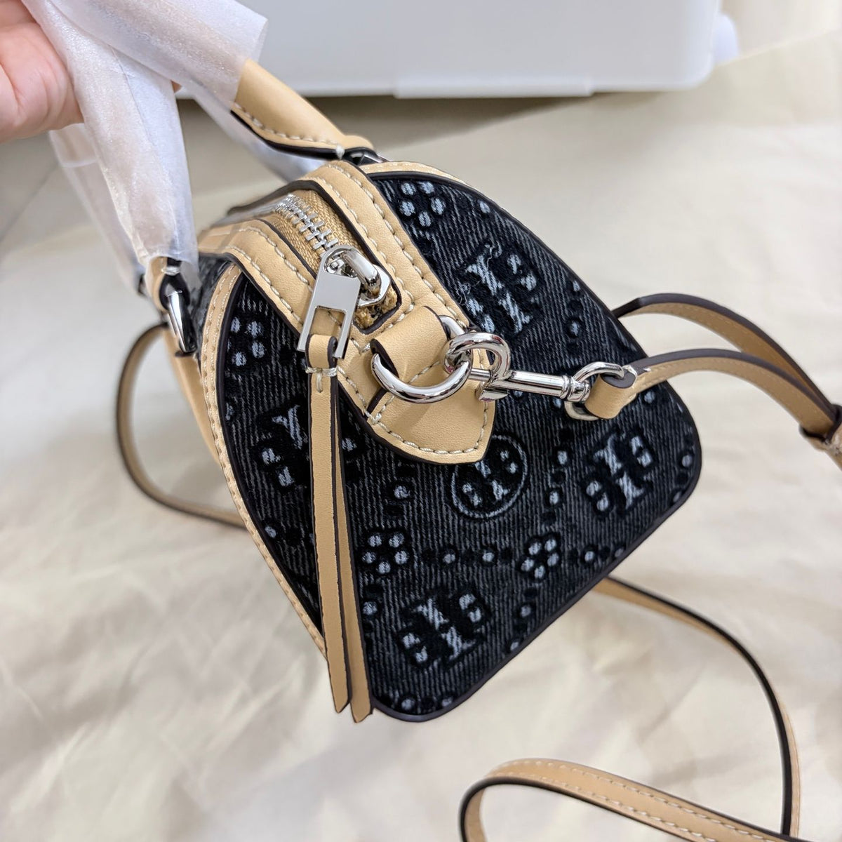 Tory Burch's T-Monogram collection of vintage Boston bags is often referred to as mini barrel bags or small handbags
