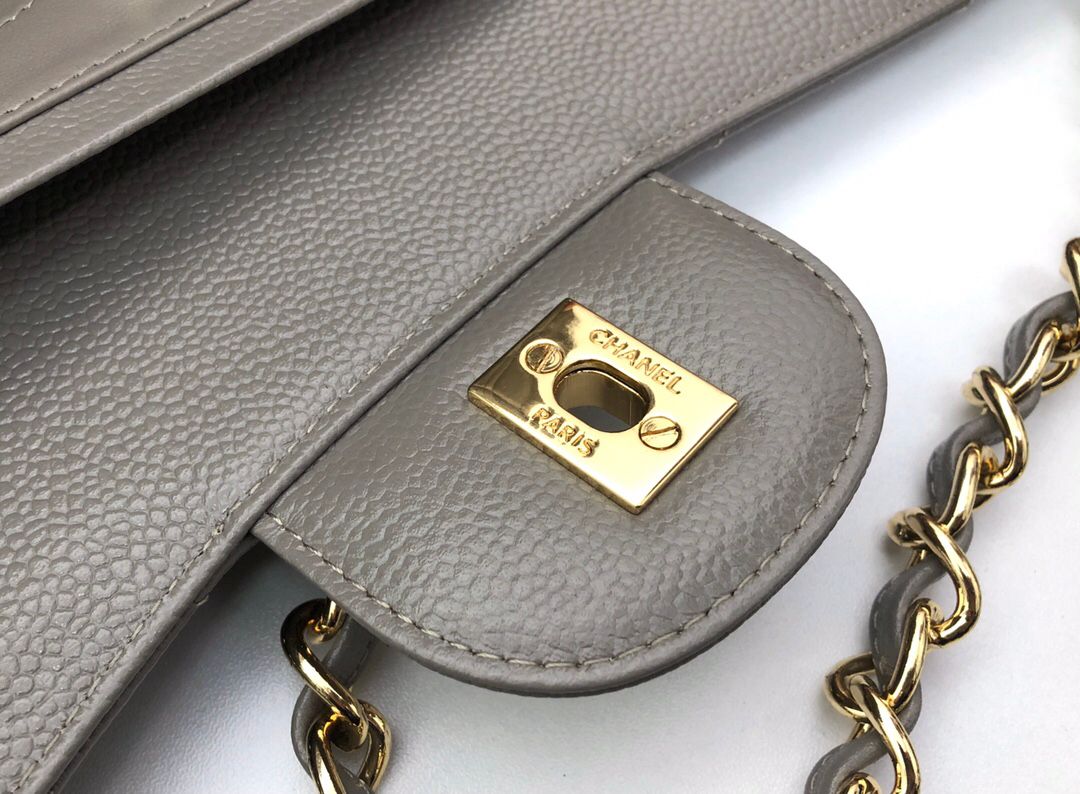 Exclusive real shot of classic ball pattern caviar cowhide 1113Jumbo entirely imported original cowhide CF..MM directly regarded as high-end quality size 30Cm gold and silver buckle in stock P1180