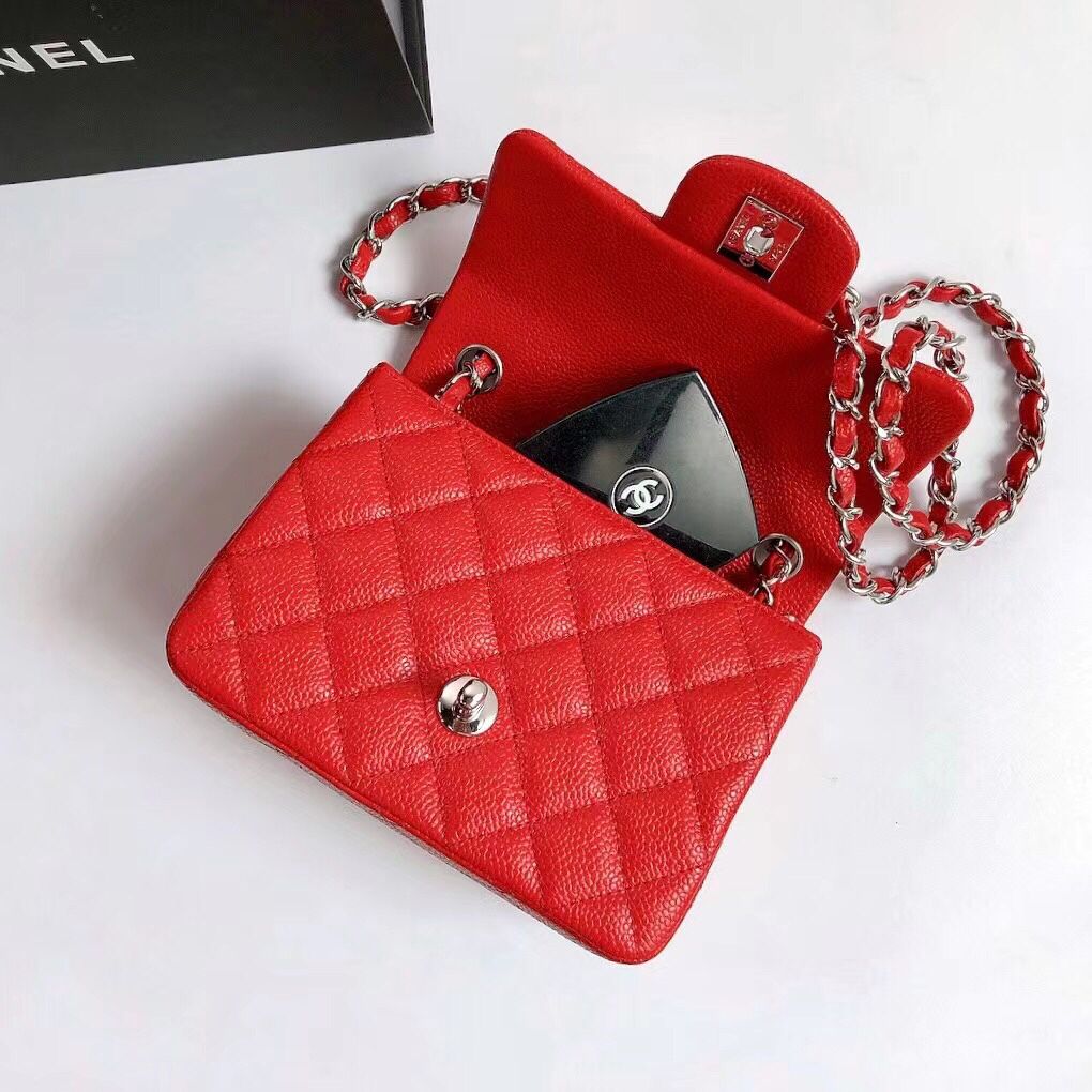 cfmini1115 ball pattern leather Classic Flap classic CF square fat caviar ball pattern return