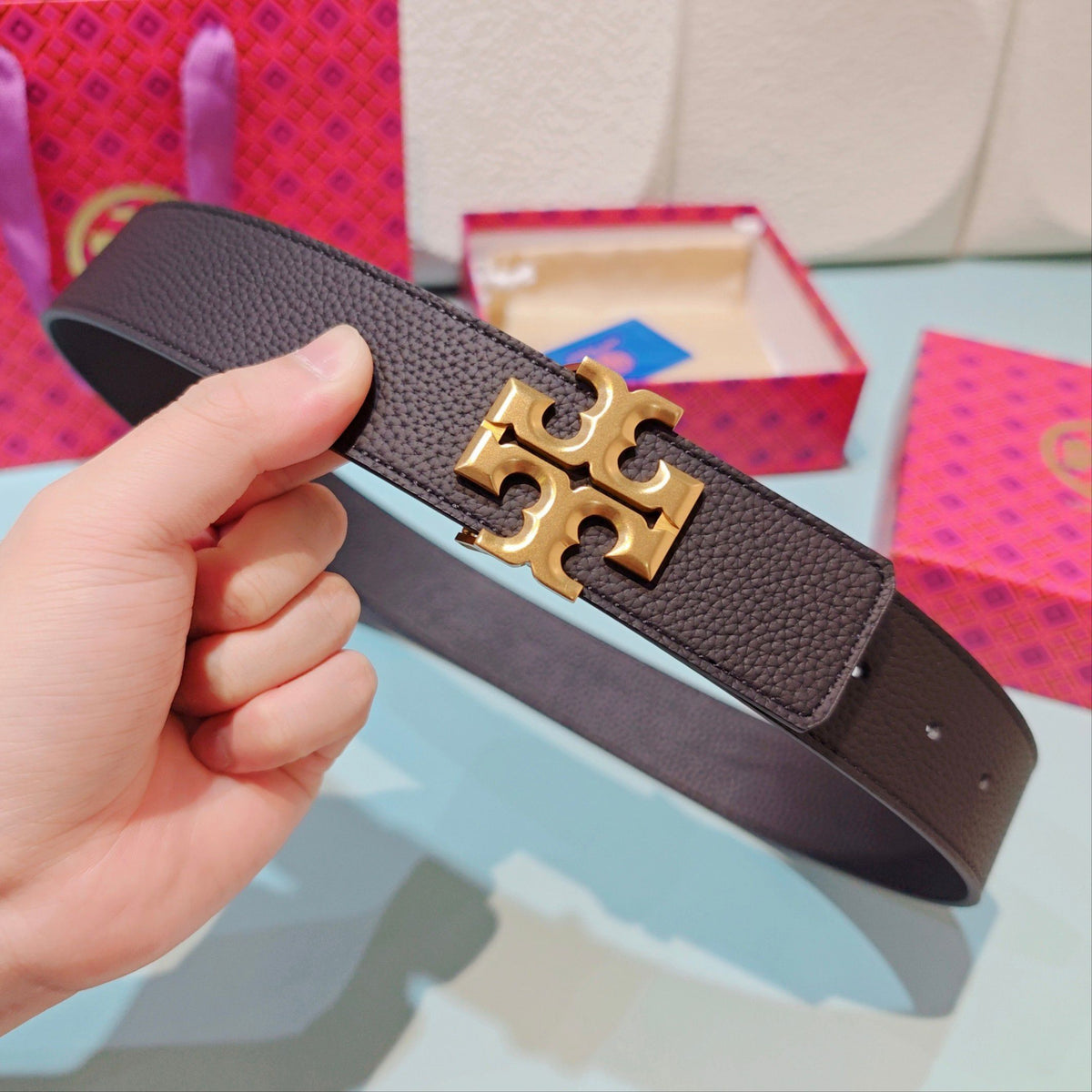 CM Tony Belt Double sided Head Layer Leather Length 75.80.85.90.95.100. Original Mold Customization of European Copper Hardware Buckle