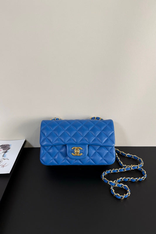 Upgraded version (full leather inside and outside) CF 20cm lambskin. Exclusive product on the market. Please see the pictures for leather details and workmanship. It is perfect. Welcome to compare. 116 electro-optical blue gold buckle.