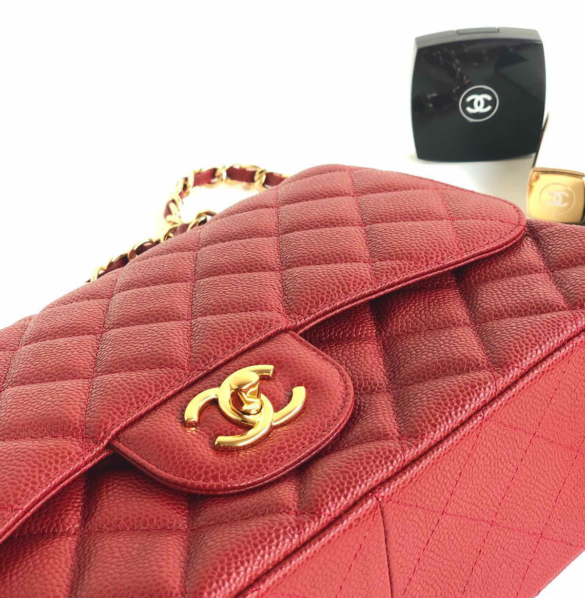 Exclusive real shot of classic ball pattern caviar cowhide 1113 whole imported original cowhide CF..MM directly regarded as high-end quality size 30Cm gold silver buckle ready stock P1180