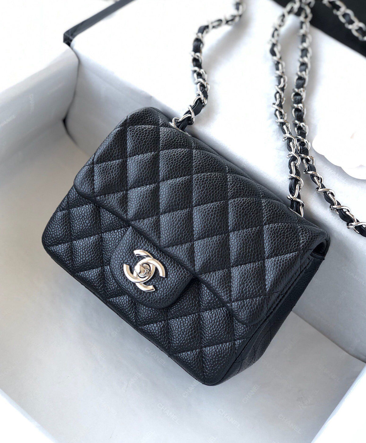 cfmini1115 ball pattern leather Classic Flap classic CF square fat caviar ball pattern return