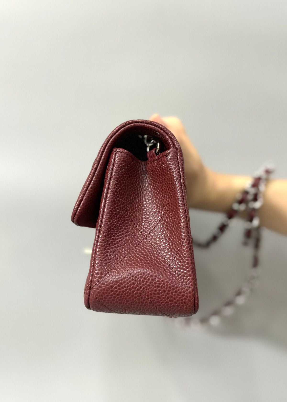 Latest version of classic ball pattern caviar cowhide 1116 whole imported original cowhide CF..MM directly regarded as high-end quality size 20Cm gold silver buckle ready stock P780