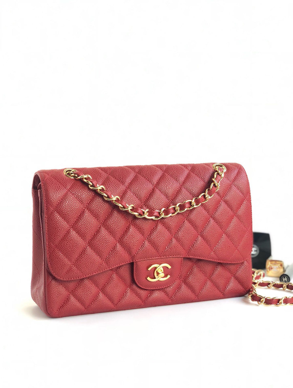 Exclusive real shot of classic ball pattern caviar cowhide 1113 whole imported original cowhide CF..MM directly regarded as high-end quality size 30Cm gold silver buckle ready stock P1180