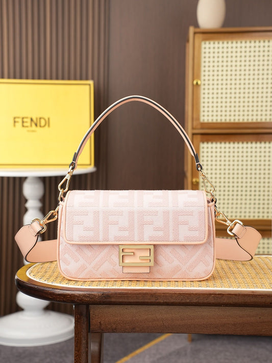 Model 6005 Textured Flap Shoulder Bag with Gold-Tone Hardware, size 26x6.5 x 13.5 cm