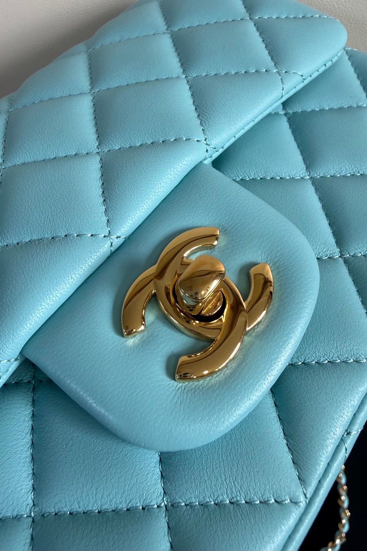 Upgraded version (full leather inside and outside) CF 20cm lambskin. Exclusive good product on the market. Please see the pictures for leather details and workmanship. It is perfect. Welcome to compare 116 Tiffany Blue Gold.