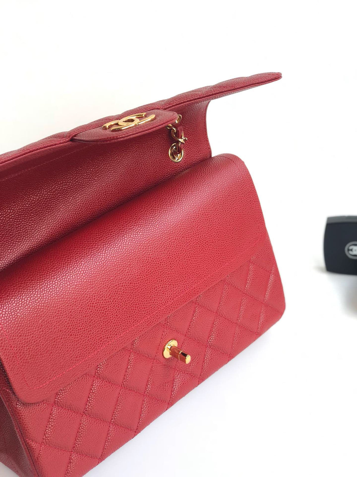 Exclusive real shot of classic ball pattern caviar cowhide 1113 whole imported original cowhide CF..MM directly regarded as high-end quality size 30Cm gold silver buckle ready stock P1180