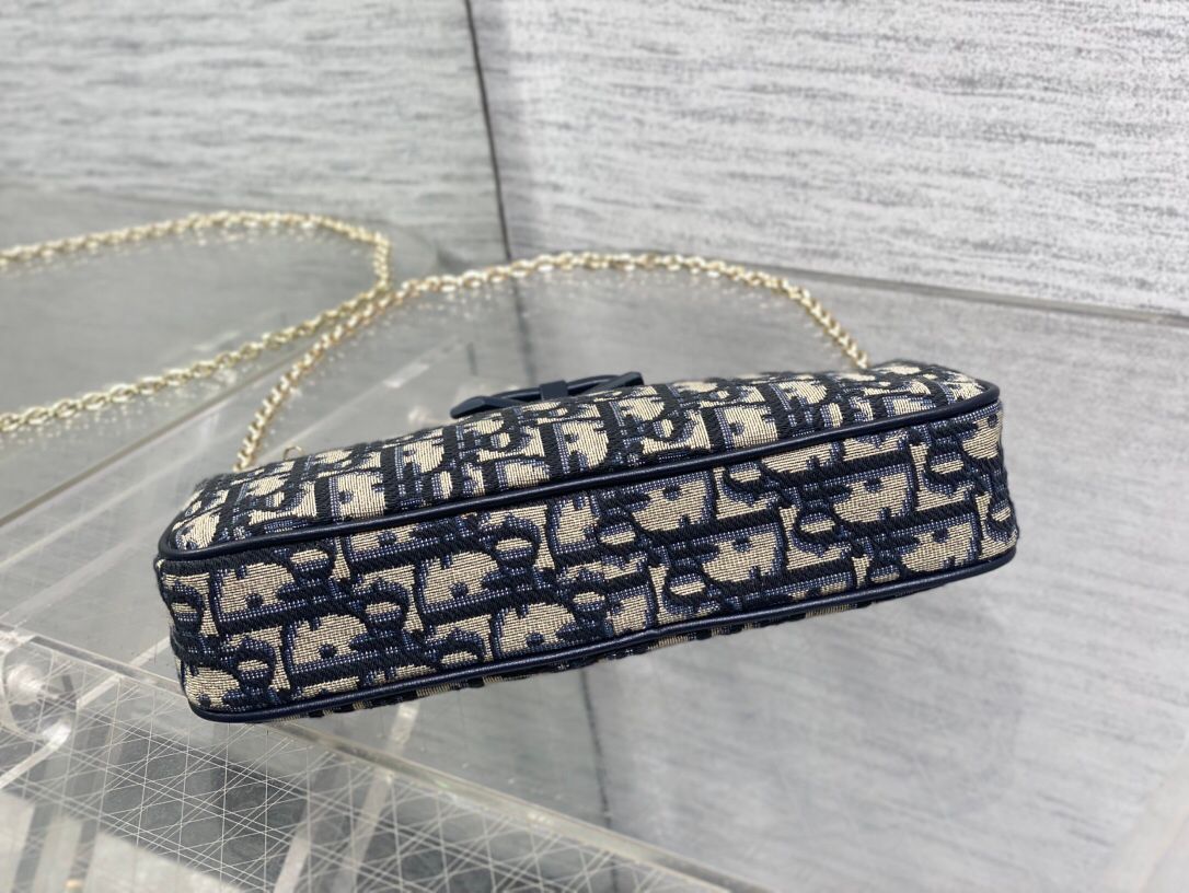 In stock Dior2026 early spring series Oblique bow chain bag, classic Oblique presbyopic canvas + black leather bow, elegant and playful