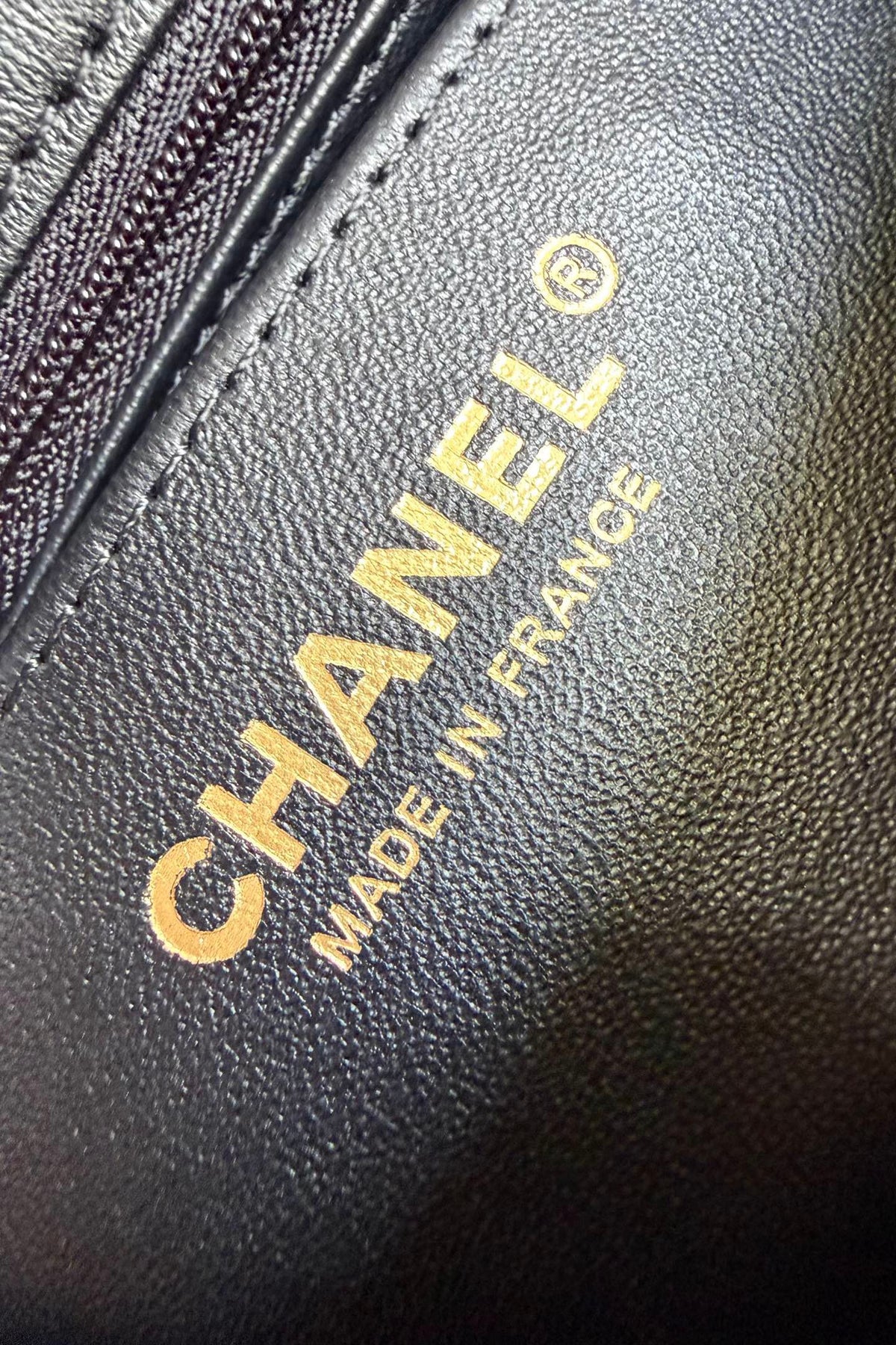 Black Diamond-Quilted Flap Bag with Gold-Tone Chain Strap