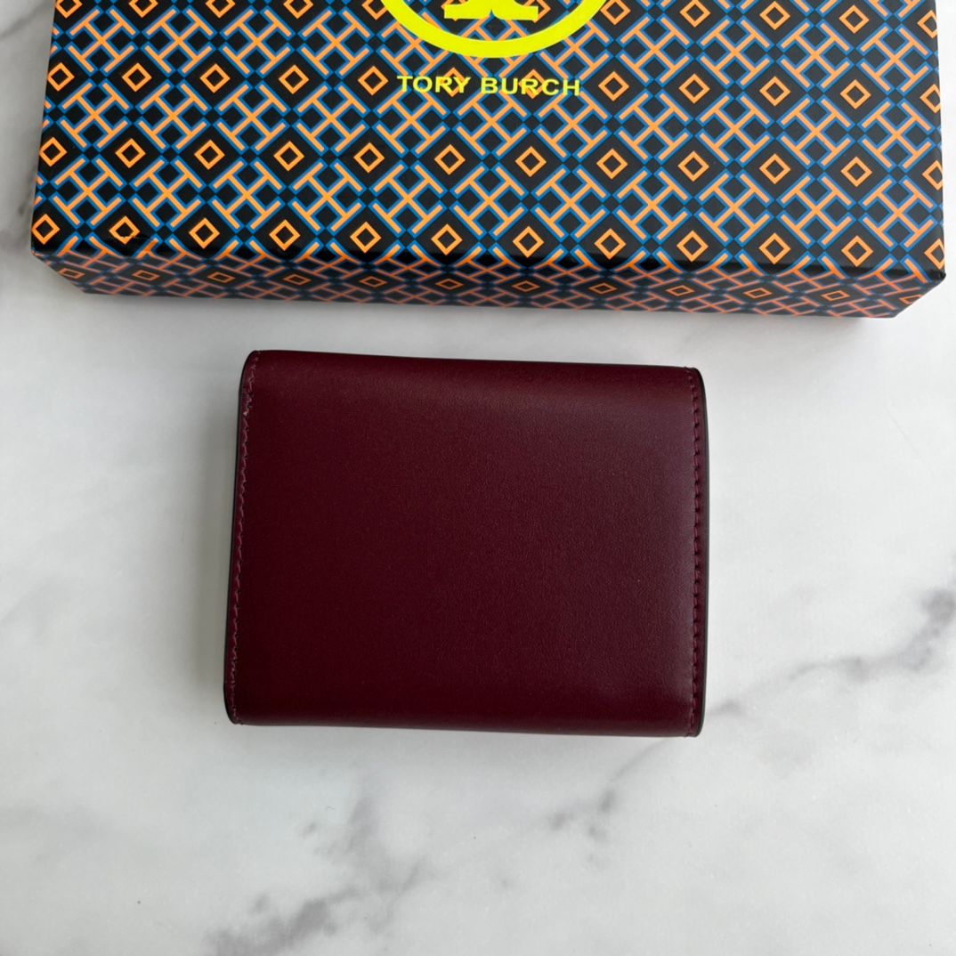 TB new small three fold wallet size 9.88 in stock black wine red khaki beige