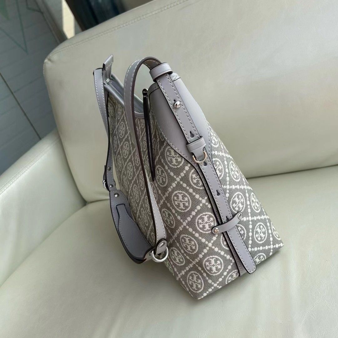 169376 New TORY BURCH T Monogram Double T Logo Large Underarm Bag TB HOBO Tote Bag Size 3012.525