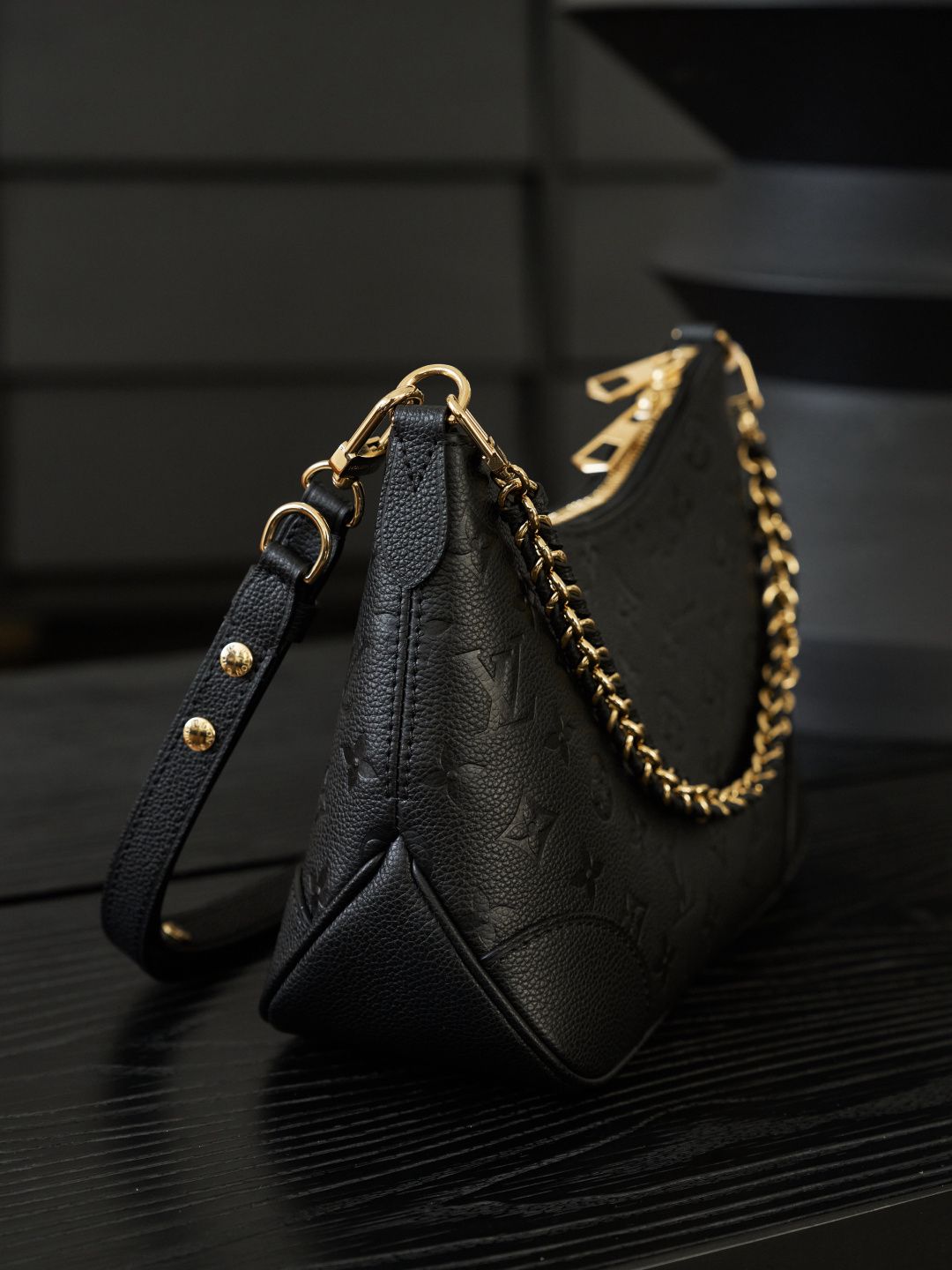 BOULOGNE small handbag M12930 P1450 original factory calf leather black cow horn all steel vacuum plated variable code chip version