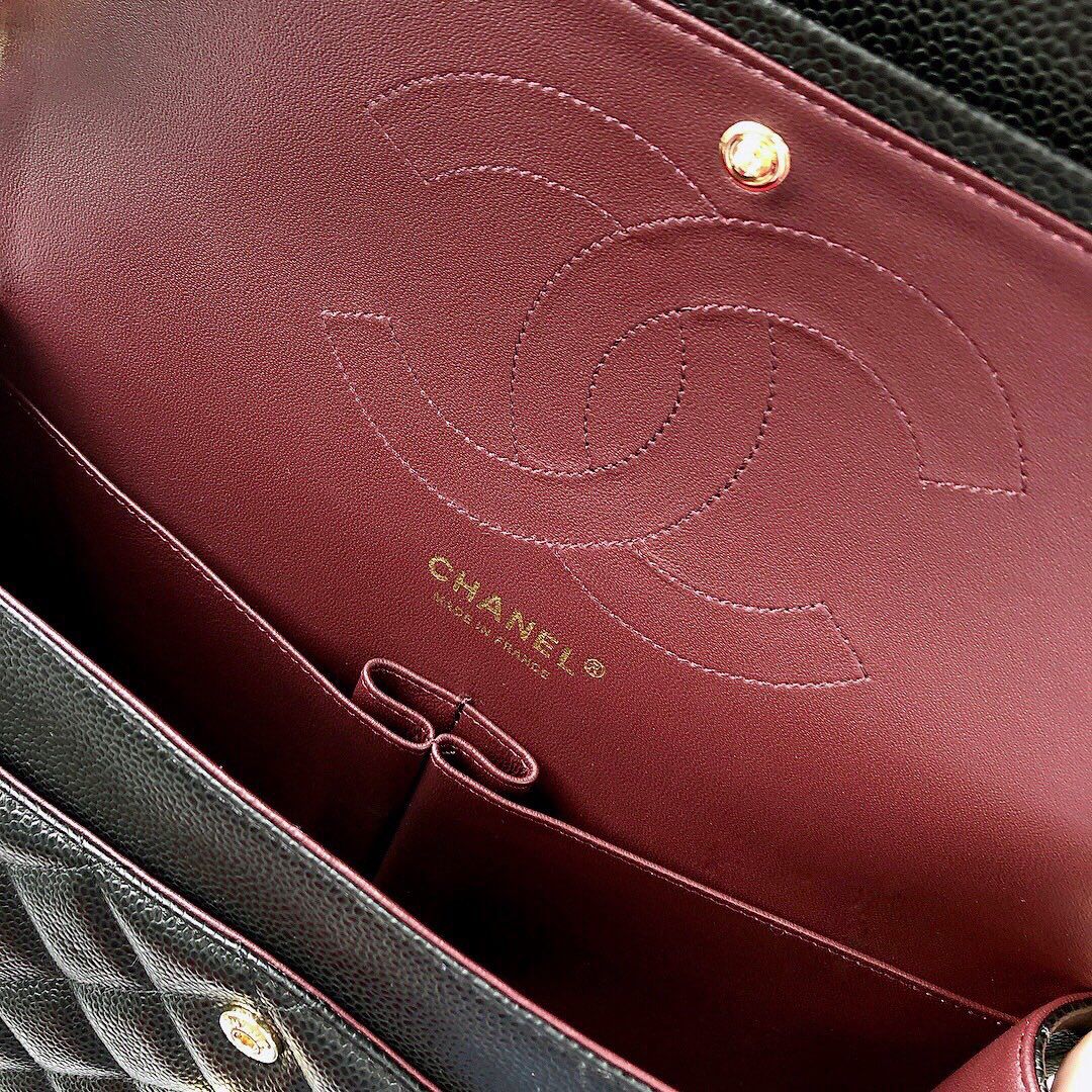 Exclusive real shot of classic ball pattern caviar cowhide 1113Jumbo imported original cowhide CF..MM directly regarded as high-end quality size 30Cm gold and silver buckle in stock P1180 Some new bags have canceled the laser mark and ID card and replaced