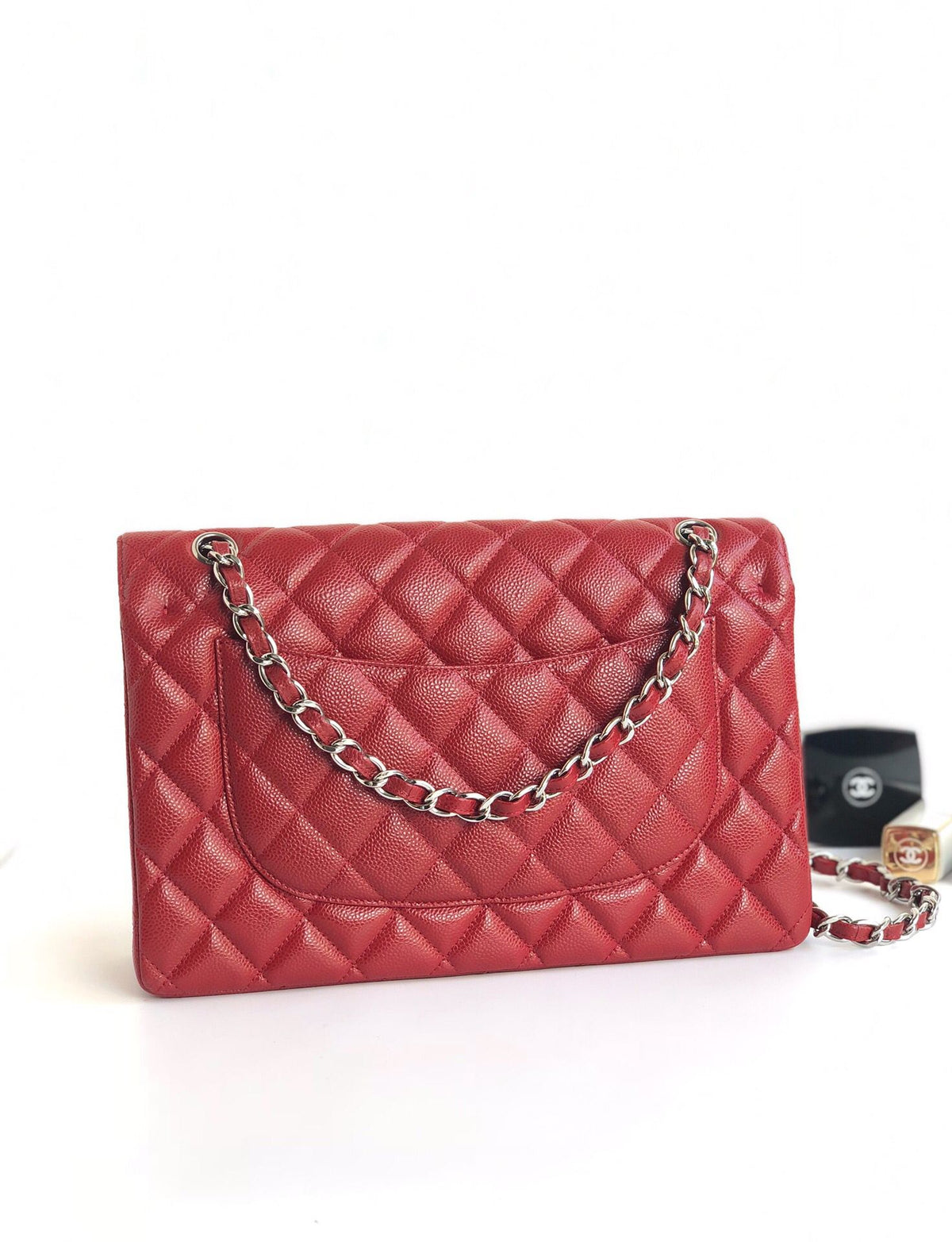 Exclusive real shot of classic ball pattern caviar cowhide 1113 whole imported original cowhide CF..MM directly regarded as high-end quality size 30Cm gold silver buckle ready stock P1180