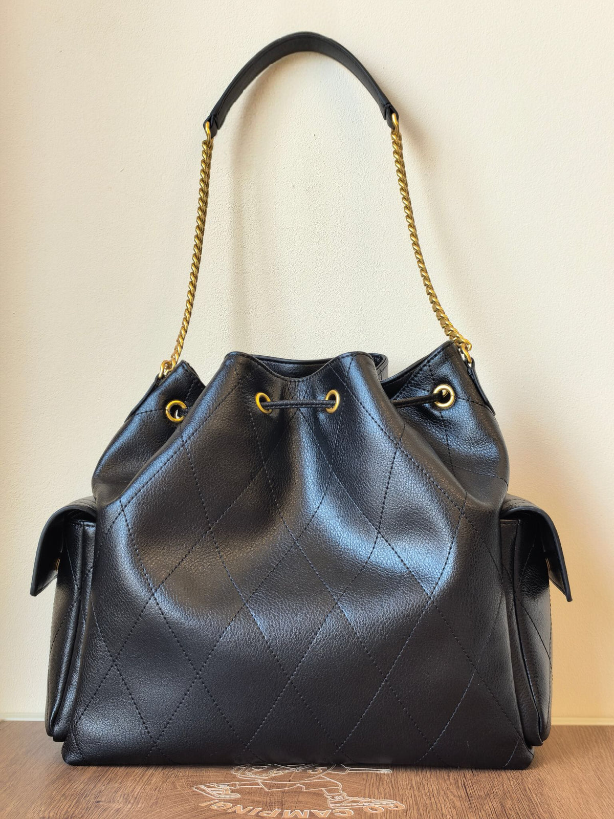 ToryBurch CHARLIE Large Quilted Drawstring Shoulder Backpack Finally Arrives