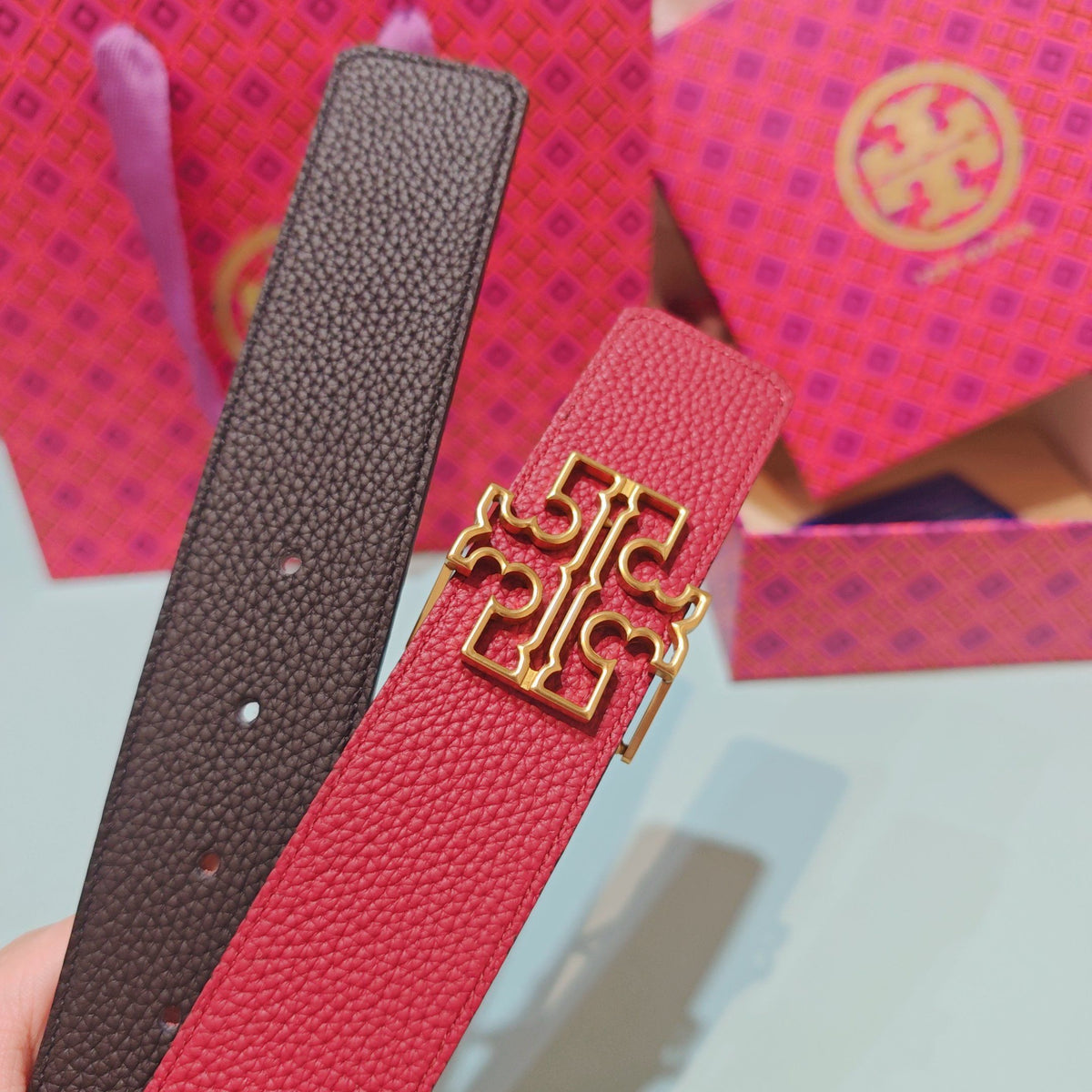 CM Tony Belt Double sided Head Layer Leather Length 75.80.85.90.95.100. Original Mold Customization of European Copper Hardware Buckle