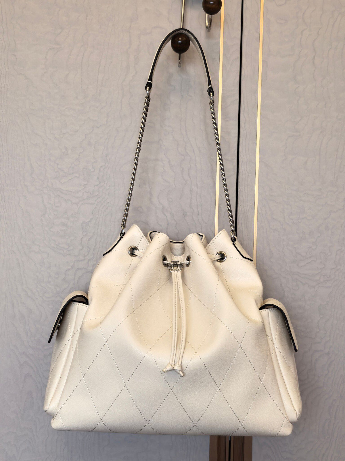 ToryBurch CHARLIE Large Quilted Drawstring Shoulder Backpack Finally Arrives