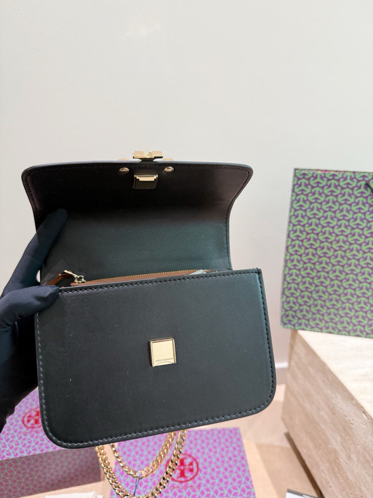 Folding Box Tory Burch Eleanor Series Small Gold Brick Underarm Bag