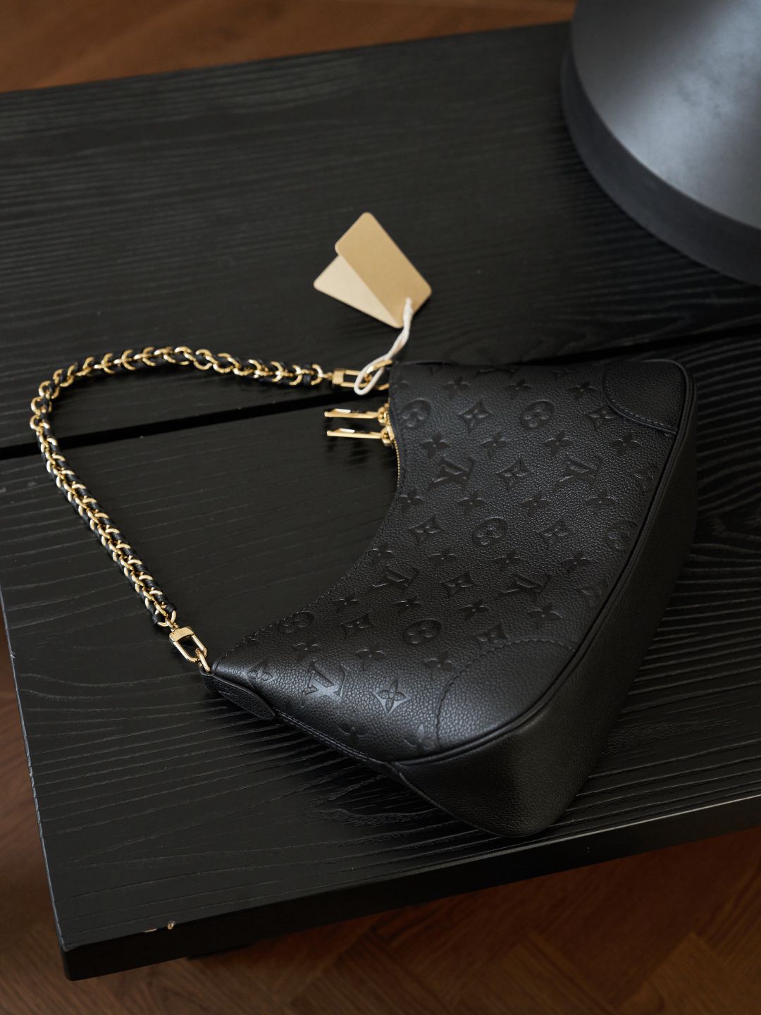 BOULOGNE small handbag M12930 P1450 original factory calf leather black cow horn all steel vacuum plated variable code chip version