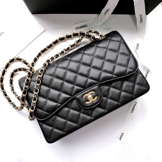 Exclusive real shot of classic ball pattern caviar cowhide 1113Jumbo imported original cowhide CF..MM directly regarded as high-end quality size 30Cm gold and silver buckle in stock P1180 Some new bags have canceled the laser mark and ID card and replaced