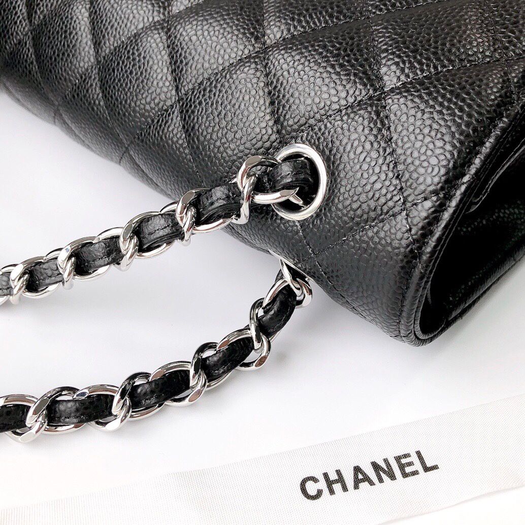 Exclusive real shot of classic ball pattern caviar cowhide 1113Jumbo imported original cowhide CF..MM directly regarded as high-end quality size 30Cm gold and silver buckle in stock P1180 Some new bags have canceled the laser mark and ID card and replaced