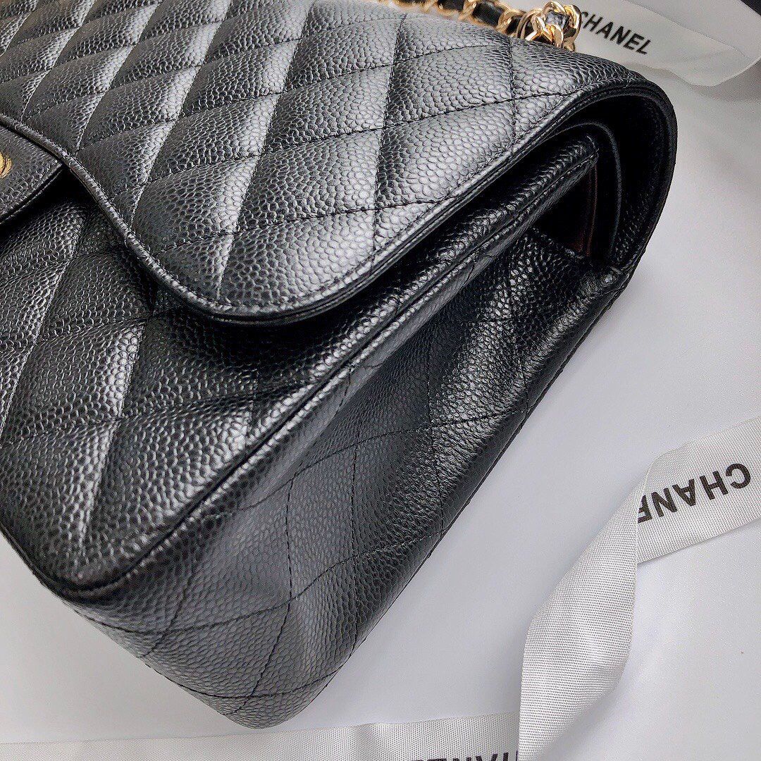Exclusive real shot of classic ball pattern caviar cowhide 1113Jumbo imported original cowhide CF..MM directly regarded as high-end quality size 30Cm gold and silver buckle in stock P1180 Some new bags have canceled the laser mark and ID card and replaced