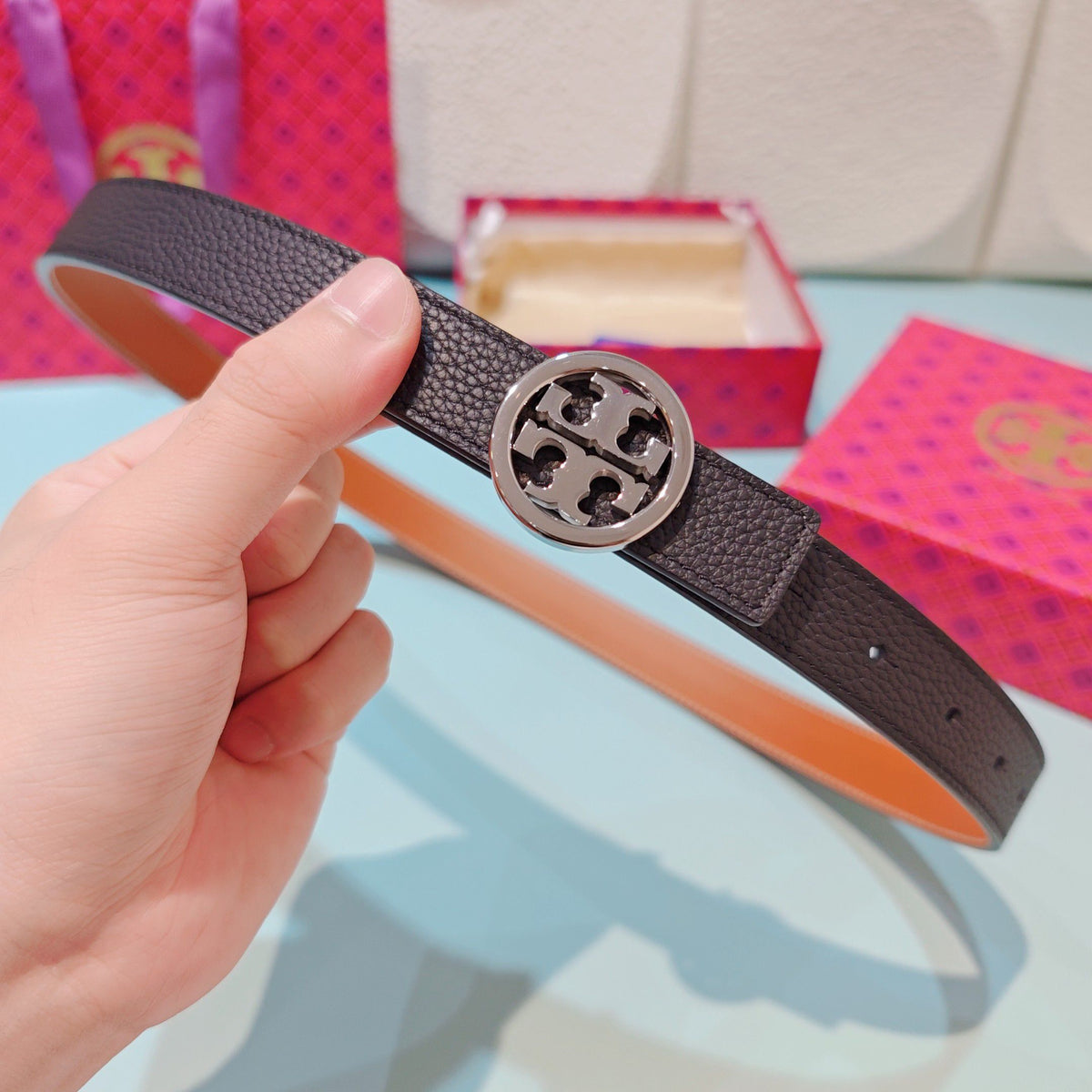 CM Tony Belt Double sided Head Layer Leather Length 75.80.85.90.95.100. Original Mold Customization of European Copper Hardware Buckle