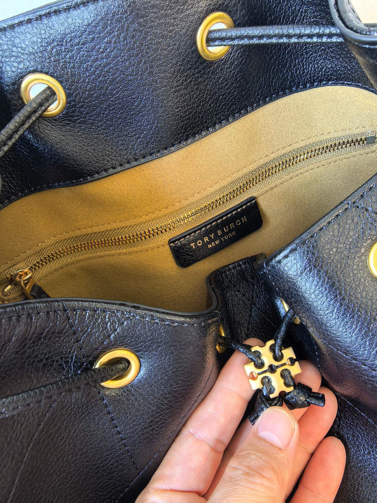 ToryBurch CHARLIE Large Quilted Drawstring Shoulder Backpack Finally Arrives