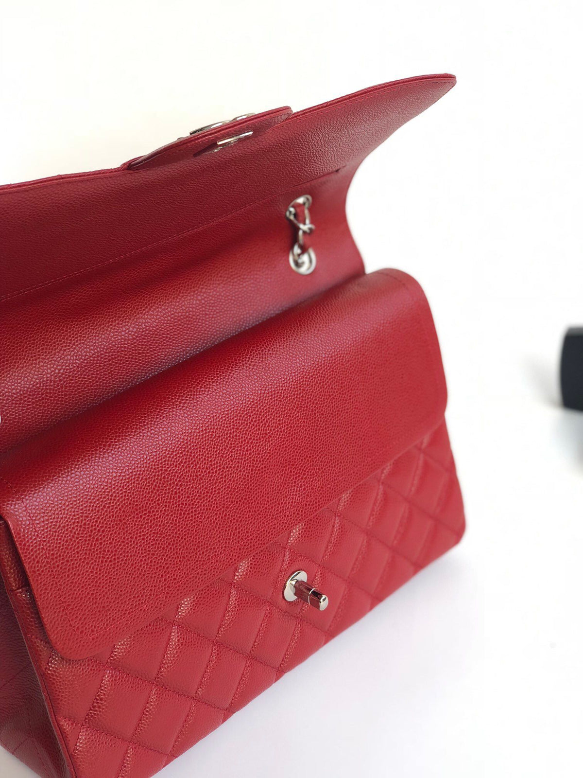 Exclusive real shot of classic ball pattern caviar cowhide 1113 whole imported original cowhide CF..MM directly regarded as high-end quality size 30Cm gold silver buckle ready stock P1180