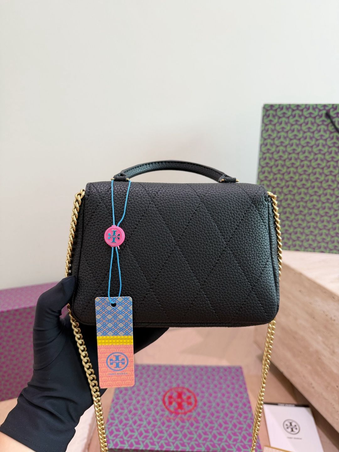 Comes with Tory Burch Charlie mini shoulder bag gift box