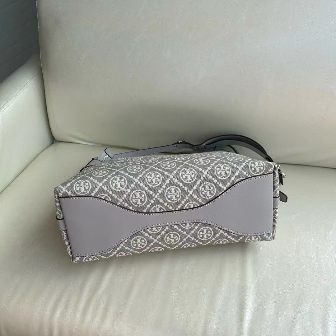 169376 New TORY BURCH T Monogram Double T Logo Large Underarm Bag TB HOBO Tote Bag Size 3012.525