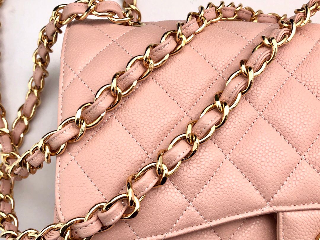 Exclusive real shot of classic ball pattern caviar cowhide 1113Jumbo entirely imported original cowhide CF..MM directly regarded as high-end quality size 30Cm gold and silver buckle in stock P1180