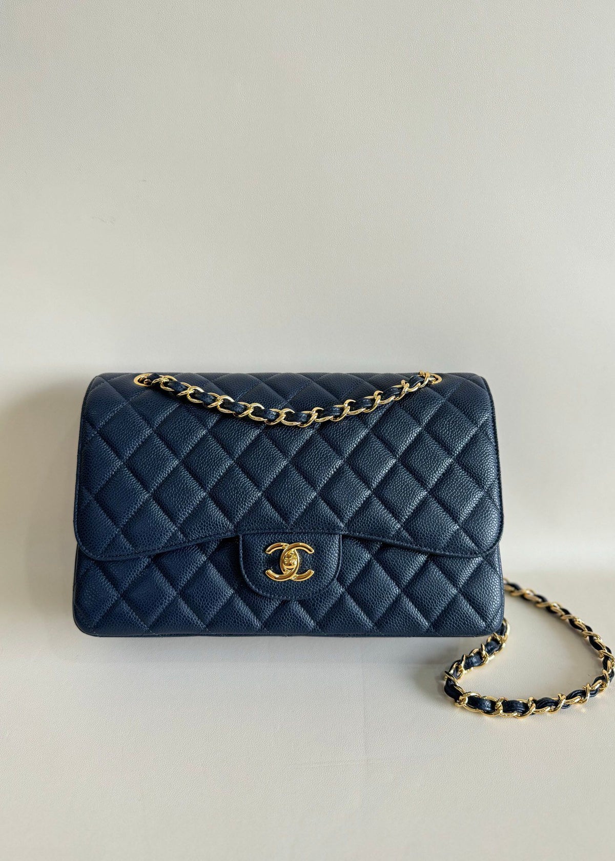 Exclusive real shot of classic ball pattern caviar cowhide 1113Jumbo entirely imported original cowhide CF..MM directly regarded as high-end quality size 30Cm gold and silver buckle in stock P1180