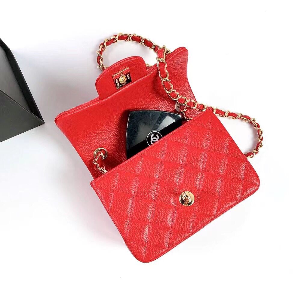 cfmini1115 ball pattern leather Classic Flap classic CF square fat caviar ball pattern return