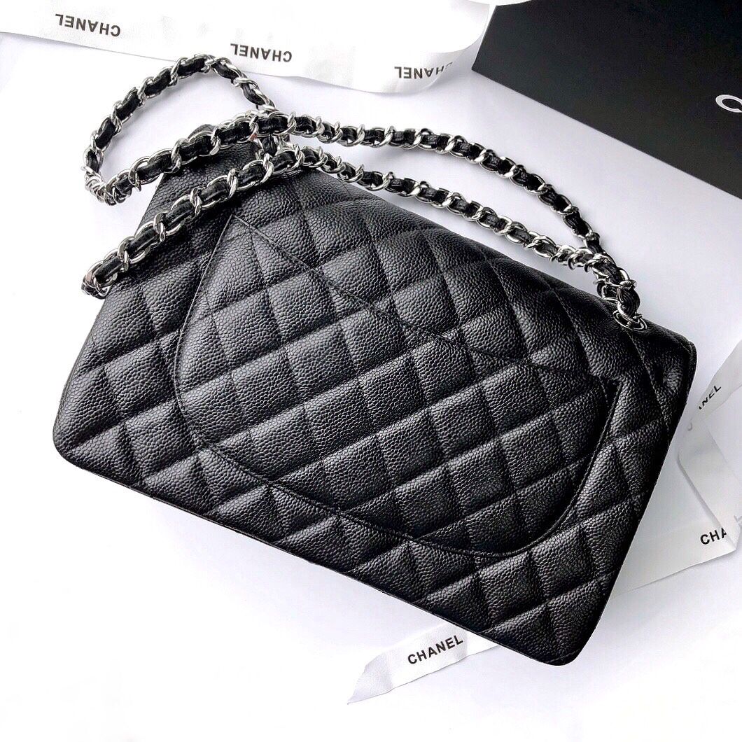 Exclusive real shot of classic ball pattern caviar cowhide 1113Jumbo imported original cowhide CF..MM directly regarded as high-end quality size 30Cm gold and silver buckle in stock P1180 Some new bags have canceled the laser mark and ID card and replaced