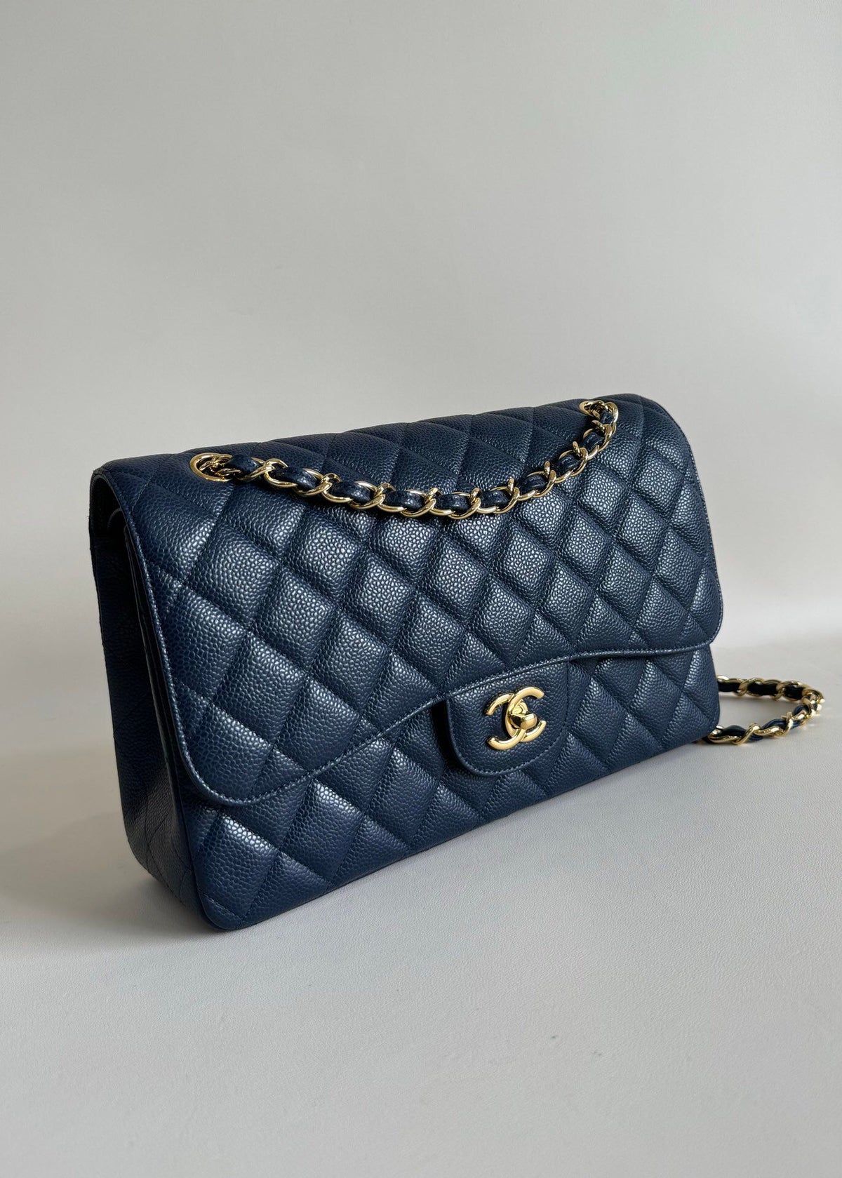 Exclusive real shot of classic ball pattern caviar cowhide 1113Jumbo entirely imported original cowhide CF..MM directly regarded as high-end quality size 30Cm gold and silver buckle in stock P1180