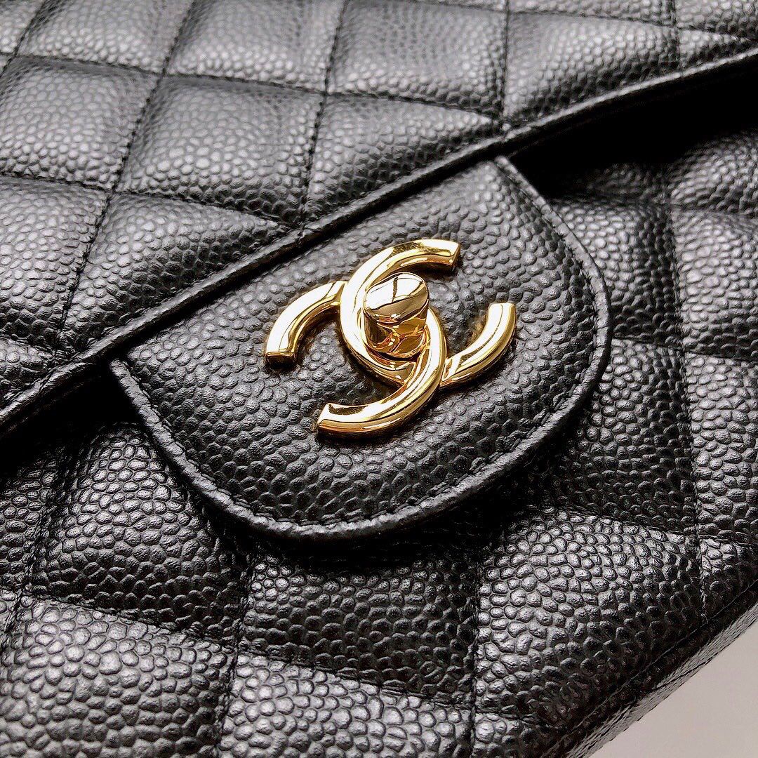 Exclusive real shot of classic ball pattern caviar cowhide 1113Jumbo imported original cowhide CF..MM directly regarded as high-end quality size 30Cm gold and silver buckle in stock P1180 Some new bags have canceled the laser mark and ID card and replaced