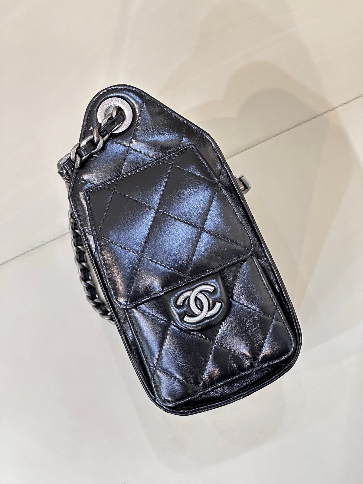 Black waxed leather silver buckle