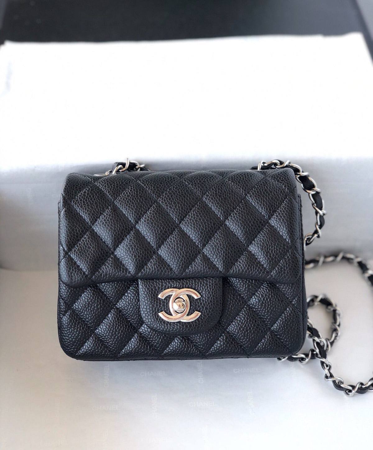 cfmini1115 ball pattern leather Classic Flap classic CF square fat caviar ball pattern return