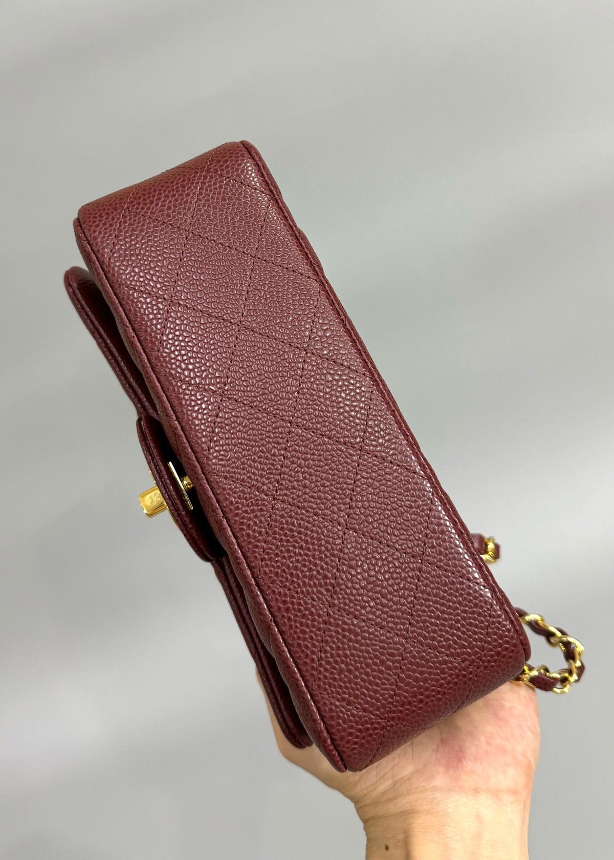 Latest version of classic ball pattern caviar cowhide 1116 whole imported original cowhide CF..MM directly regarded as high-end quality size 20Cm gold silver buckle ready stock P780