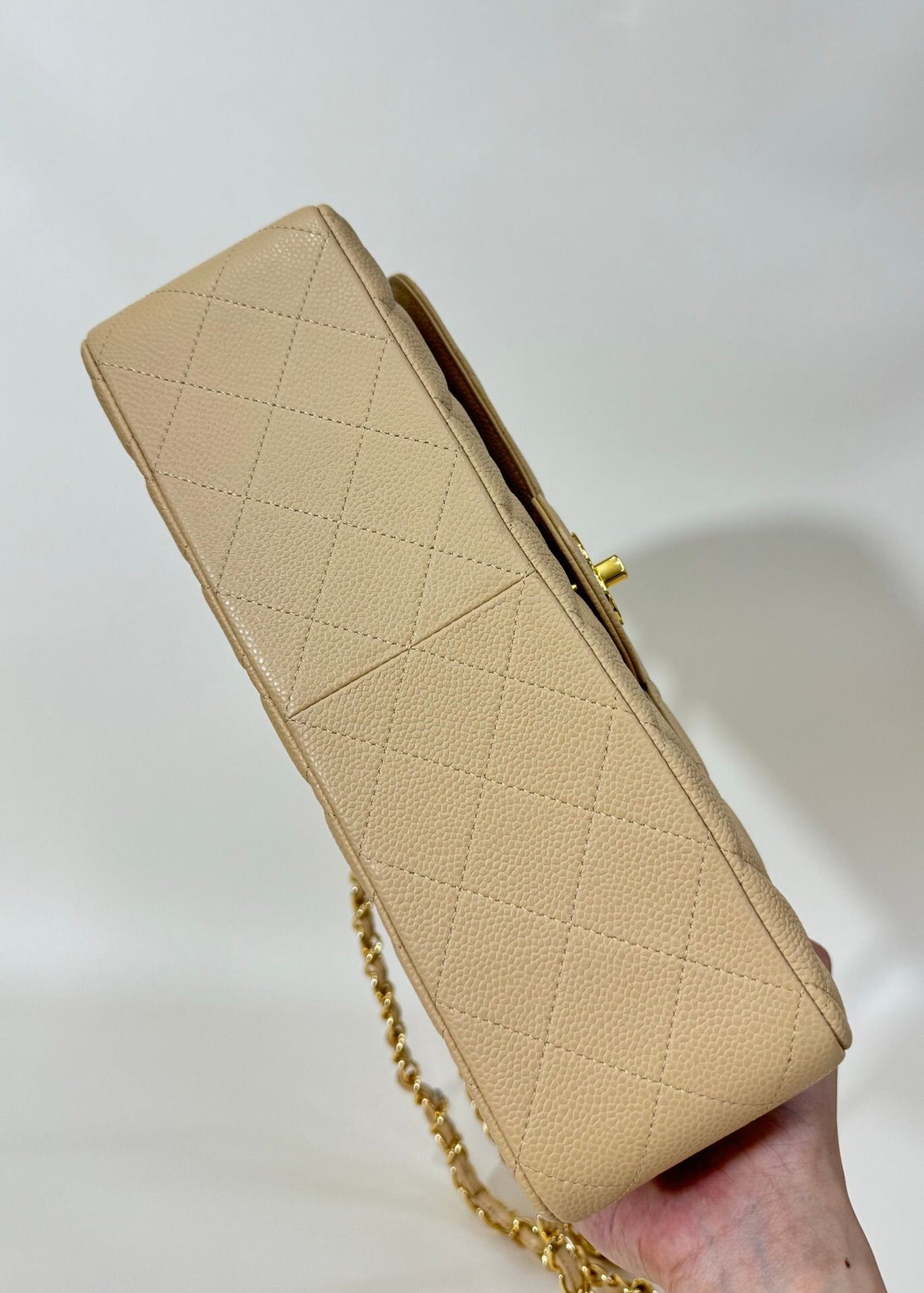 Exclusive real shot of classic ball pattern caviar cowhide 1113Jumbo entirely imported original cowhide CF..MM directly regarded as high-end quality size 30Cm gold and silver buckle in stock P1180